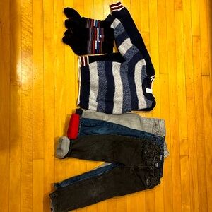 Kids Winter Clothes, 3 pairs 4T lined jeans, 2 5T sweaters, 2 smartwool Socks